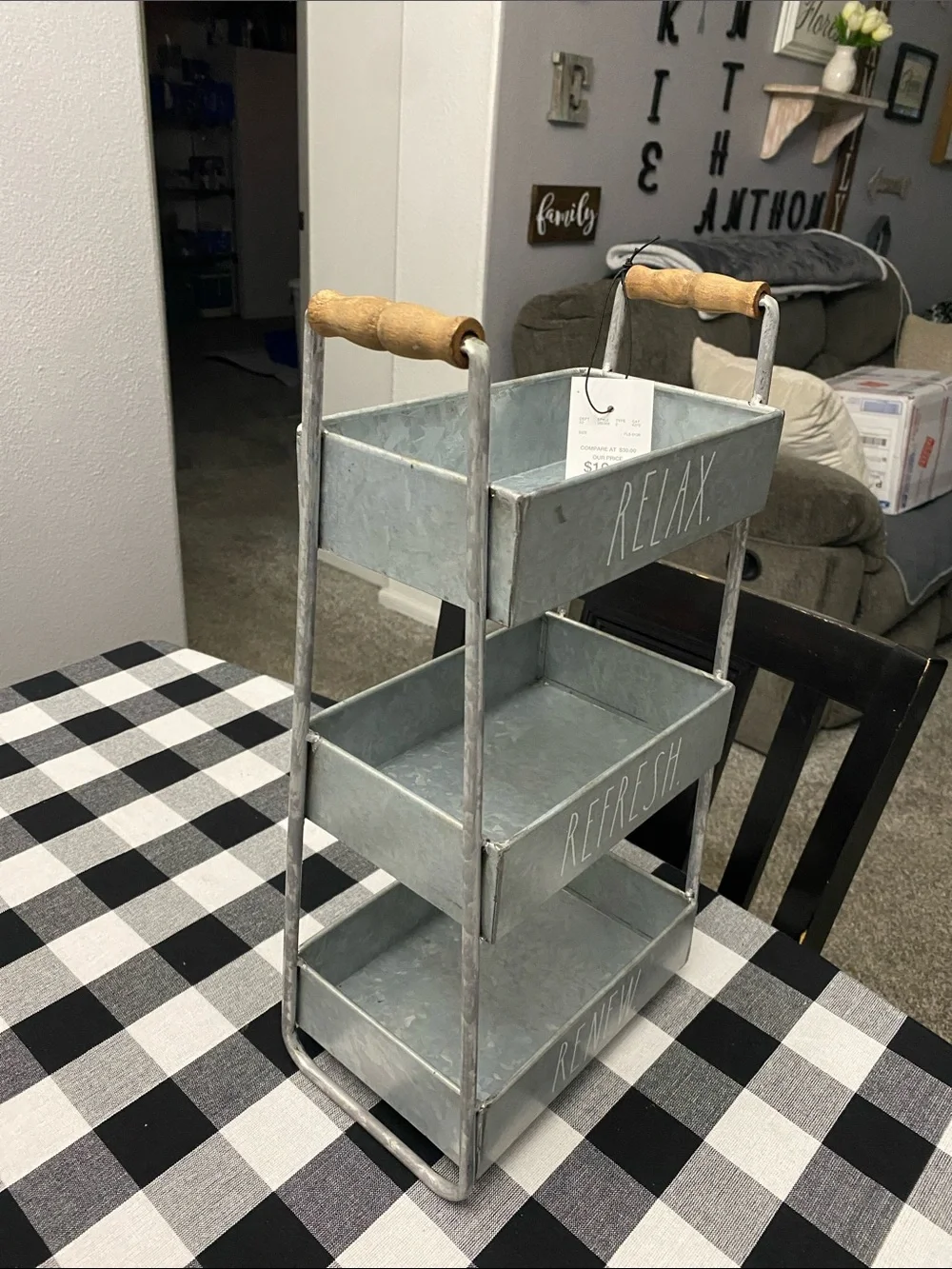 Rae Dunn Galvanized Metal 3-Tier Bath Organizer - Relax Refresh Renew
